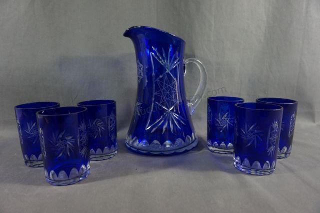 Appraisal: Elegant Czech Bohemian glass - cobalt cut to clear with