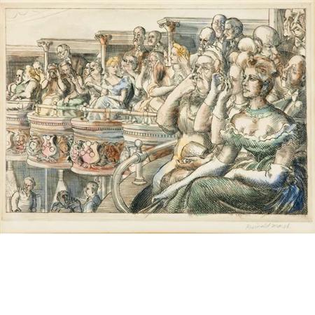 Appraisal: Reginald Marsh GRAND TIER AT THE MET Hand-colored engraving Estimate