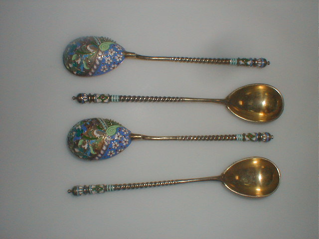 Appraisal: A harlequin set of four Russian silver-gilt and champleve enamel