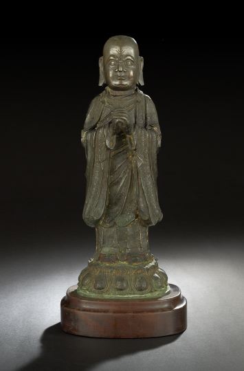 Appraisal: Chinese Cast-Bronze Figure of a Lohan Ming Dynasty - cast