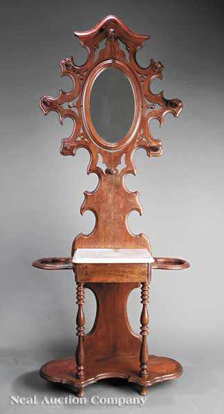 Appraisal: An Antique American Renaissance Walnut Marble-Top Hall-Tree late th c