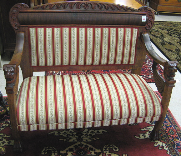 Appraisal: EMPIRE REVIVAL SETTEE AND CHAIR SET American c the settee