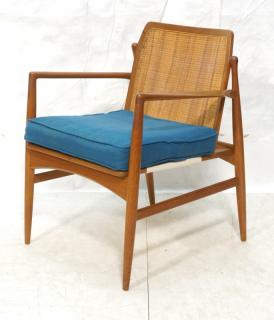 Appraisal: Arne Vodder Mid Century Danish Teak Lounge Chair Woven Rattan