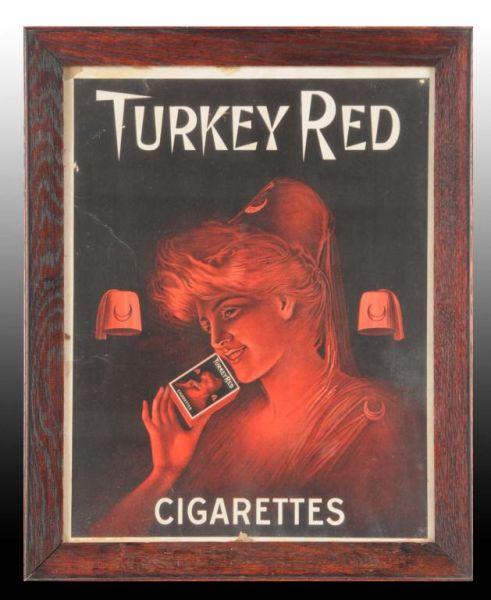 Appraisal: Turkey Red Cigarettes Cardboard Poster Description Circa Original marked frame