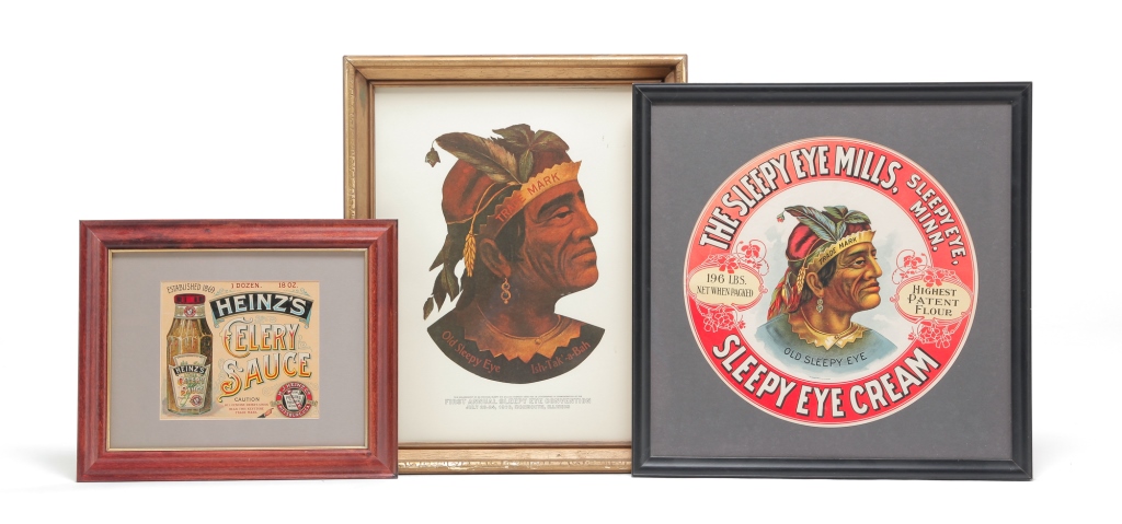 Appraisal: THREE AMERICAN PRINTS Two chromolithograph advertisements ca Heinz celery sauce