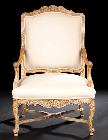 Appraisal: Louis XIV-Style Beechwood Fauteuil mid- th century with a padded