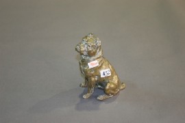 Appraisal: A brass inkwell in the form of a seated boxer