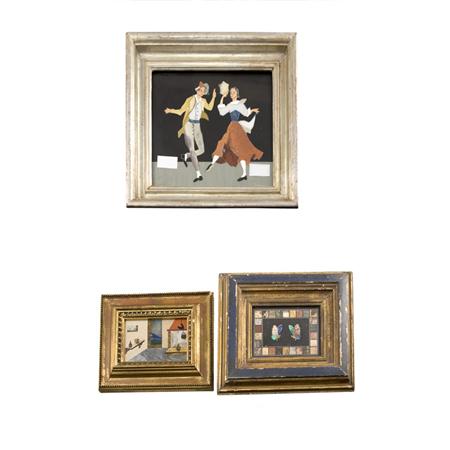 Appraisal: Three Framed Pietra Dura Plaques Estimate -