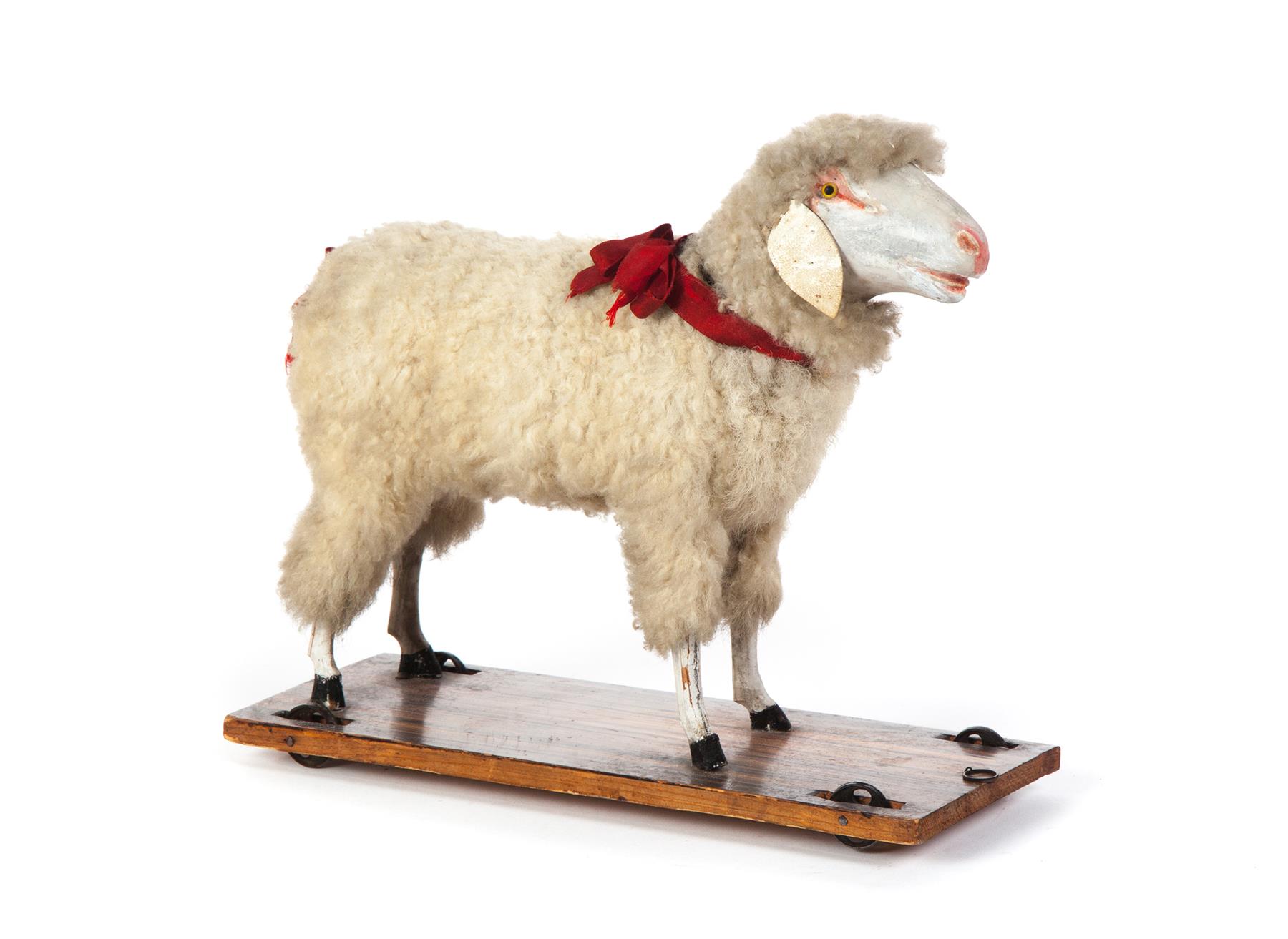 Appraisal: SHEEP PULL TOY WITH EARLY PHOTOGRAPH American st quarter- th