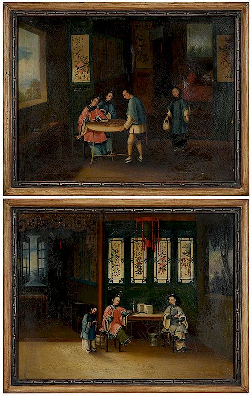 Appraisal: Chinese School th century A pair of Chinese export Domestic