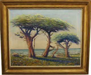 Appraisal: William Adam - Monterey Cypress Trees on the coast Oil