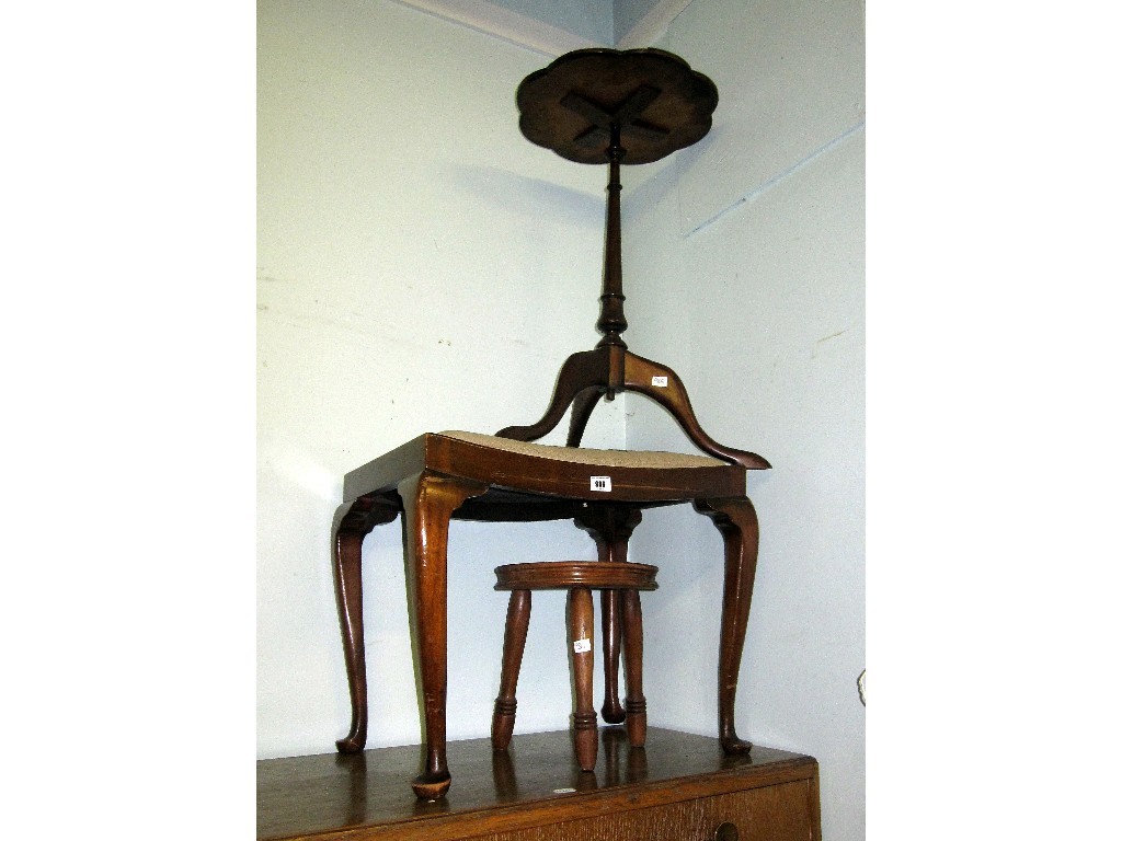 Appraisal: Lot comprising a pedestal table five stools a floor lamp