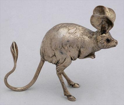 Appraisal: BUCELLATI SILVER FIGURE OF A KANGAROO MOUSE Modeled on hind