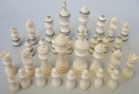 Appraisal: An Anglo Indian carved ivory chess set circa King cm