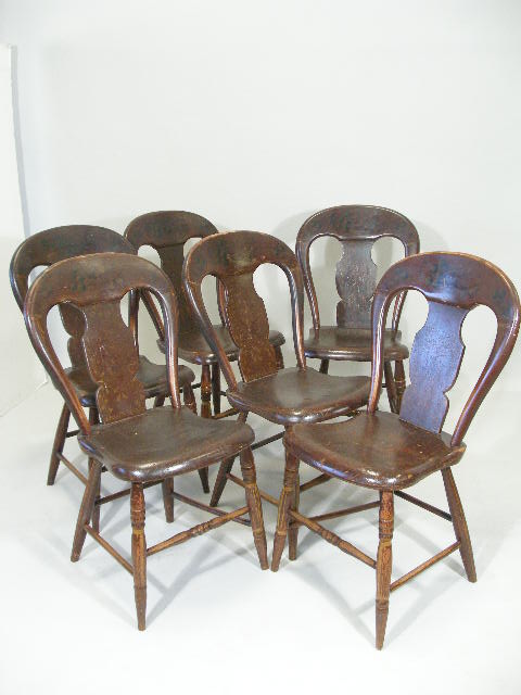 Appraisal: Paint Decorated Balloon Back Side Chairs set of six probably