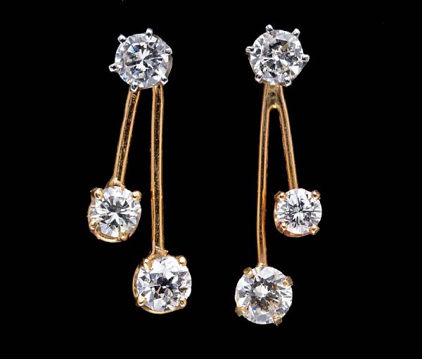 Appraisal: A pair of diamond stud earrings and earring jackets set