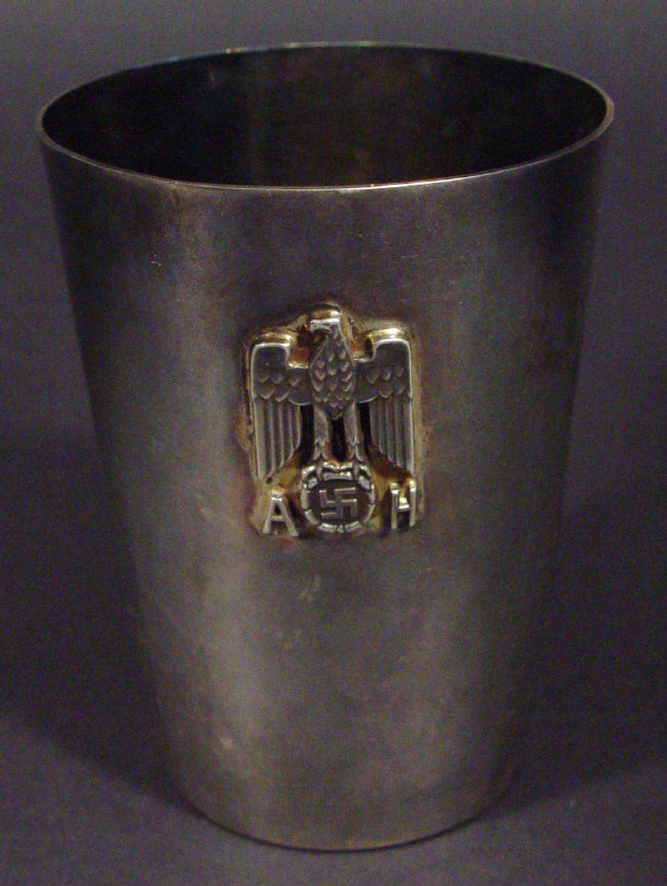 Appraisal: grade silver beaker of military interest with applied Adolf Hitler