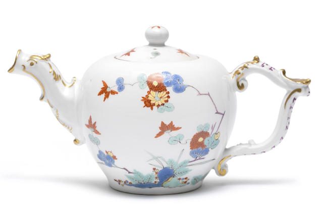 Appraisal: A Meissen miniature teapot and cover circa - Decorated with