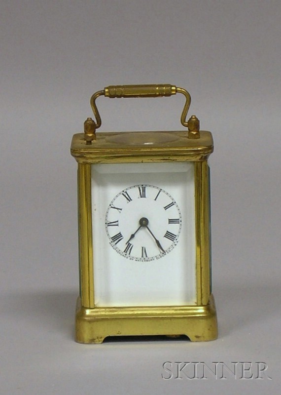 Appraisal: Brass and Glass Travel Clock by Waterbury Clock Company with