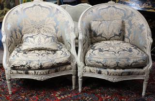 Appraisal: Pair of Louis XV style bergeres Pair of Louis XV