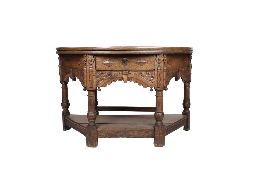 Appraisal: TUDOR STYLE CARVED OAK GATE-LEG TABLEProvenance The Estate of Lee