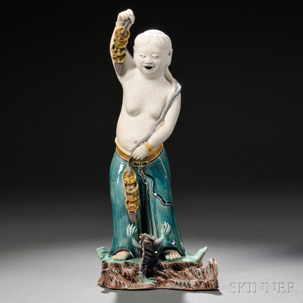 Appraisal: Sancai Pottery Figure of Liu Hai China th century with