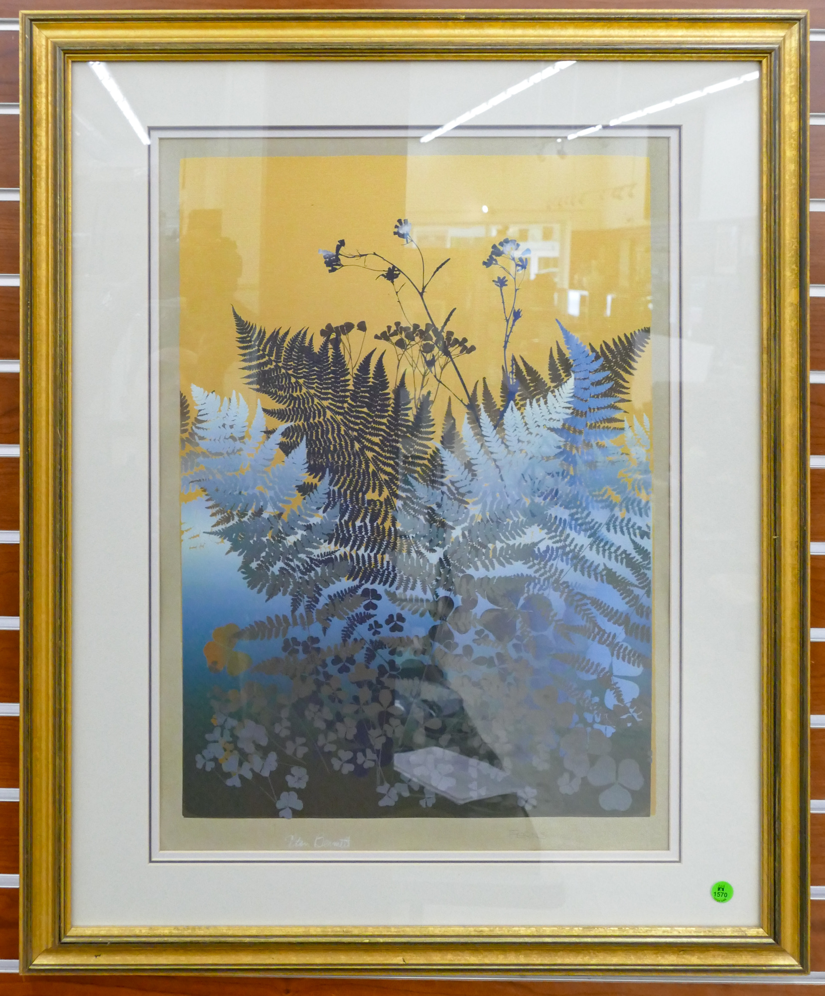 Appraisal: Elton Bennett ''Ferns'' Plate Signed Serigraph Framed ''x ''