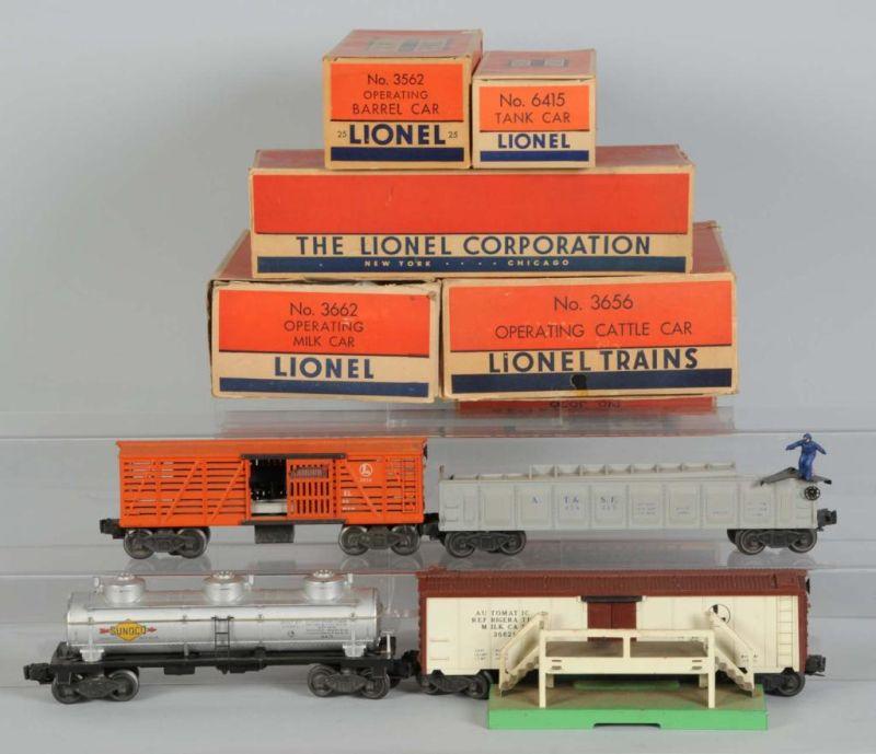 Appraisal: Lot of Lionel O-Gauge Freight Cars in OB Description Post-war