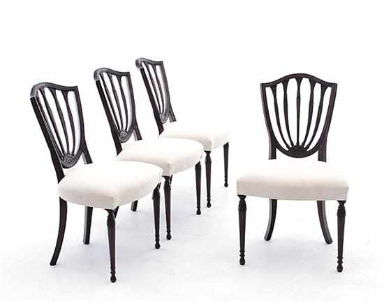 Appraisal: Set of four Federal style carved mahogany side chairs early