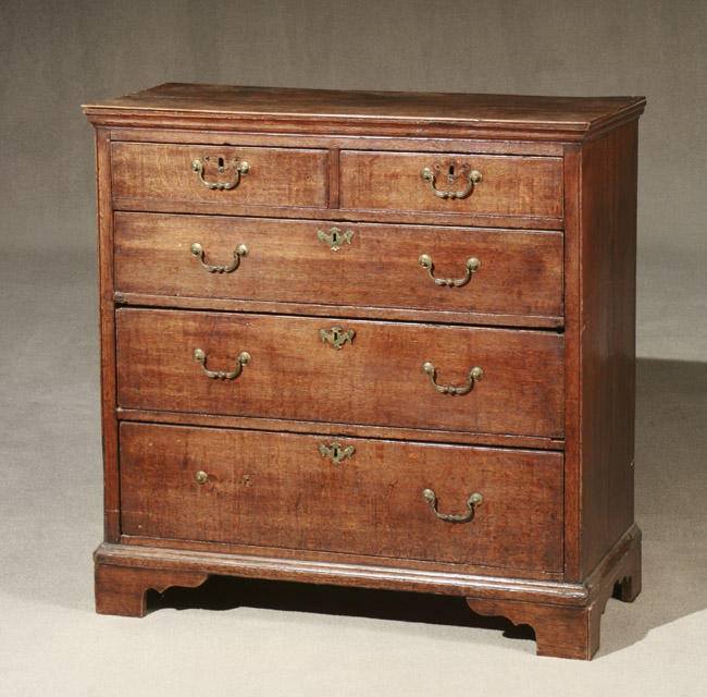 Appraisal: George III Oak Chest of Drawers Circa Top right drawer