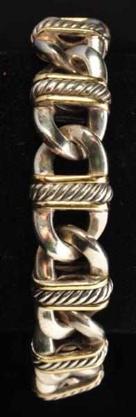 Appraisal: Sterling Silver K Y Gold Bracelet Description By David Yurma