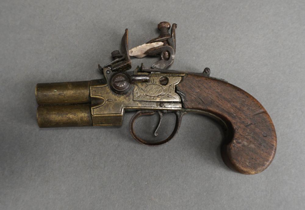 Appraisal: Continental Over-Under Double Barrel Flintlock Derringer Pocket Pistol