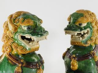 Appraisal: PR Chinese Porcelain Sancai Glaze Foo Lion Figures CHINA TH