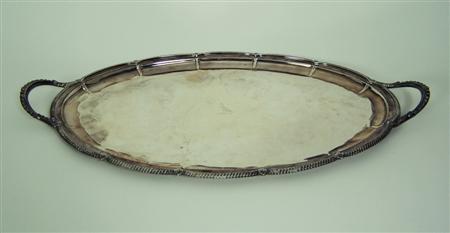 Appraisal: A two handled silver tray LC Monogram Birmingham of oval