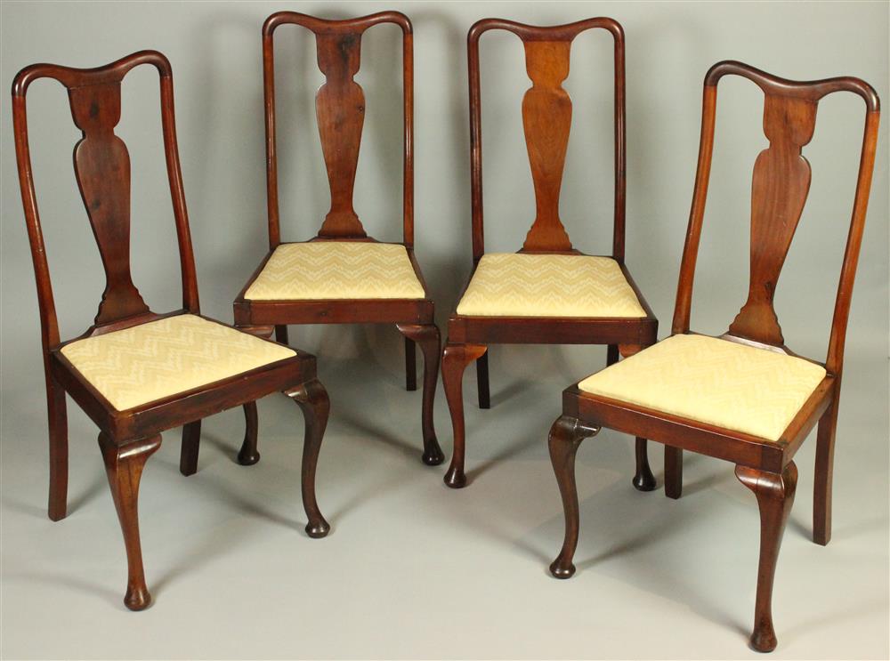 Appraisal: SET OF FOUR QUEEN ANNE STYLE CHERRY DINING CHAIRS WITH