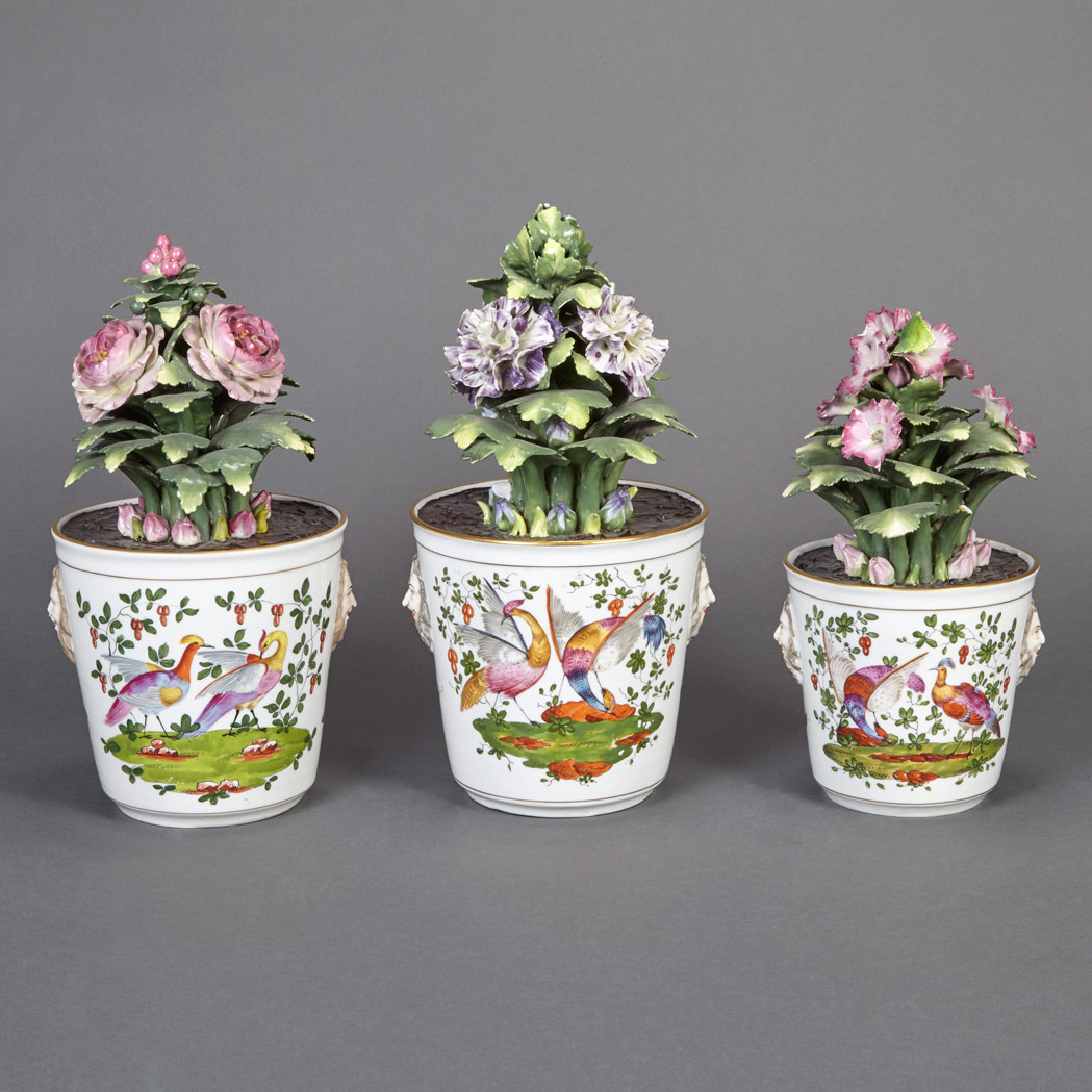 Appraisal: Group of Three Meissen Style Polychrome and Parcel Gilt Decorated