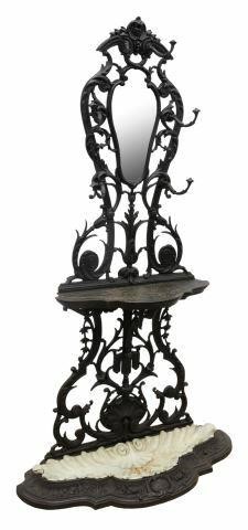 Appraisal: French Art Nouveau cast iron hall tree Alfred Corneau c