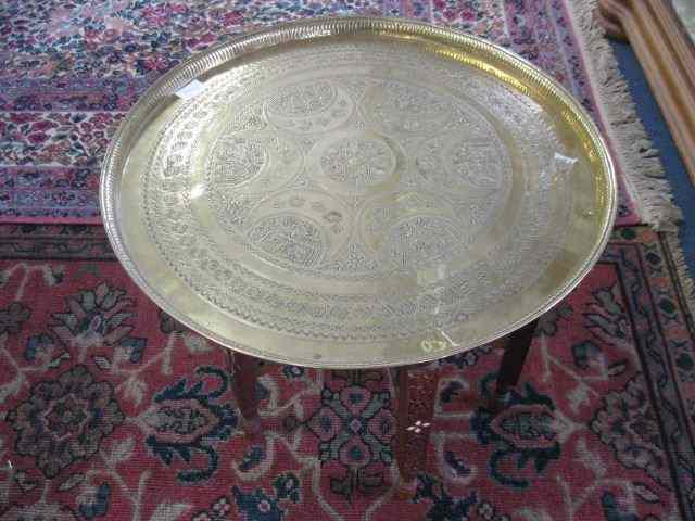 Appraisal: Brass Top Serving or Tea Table lift of tray with