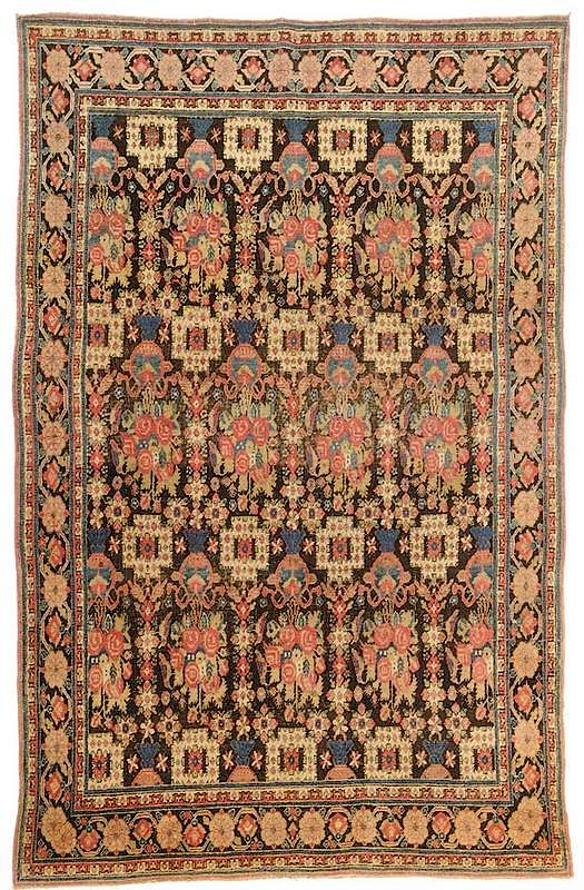 Appraisal: Bibi Kabad Rug Persian th century black ground overall potted