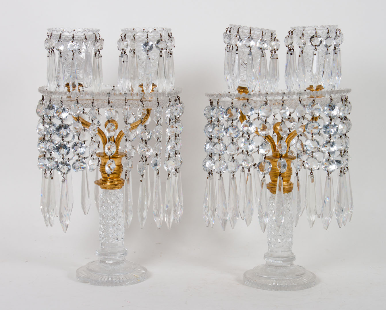 Appraisal: Pair of Anglo-Irish cut crystal candelabra late th century each