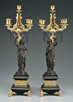 Appraisal: Pair French classical candelabra each gilt bronze with five arms