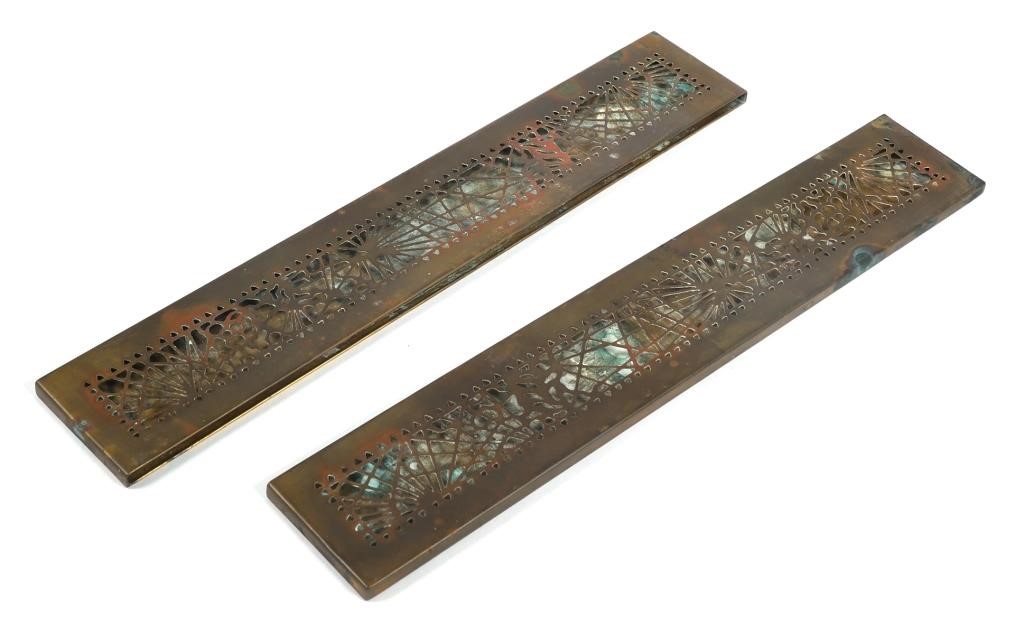 Appraisal: PAIR TIFFANY STUDIOS BRONZE BLOTTER ENDSVintage set of Tiffany Studios