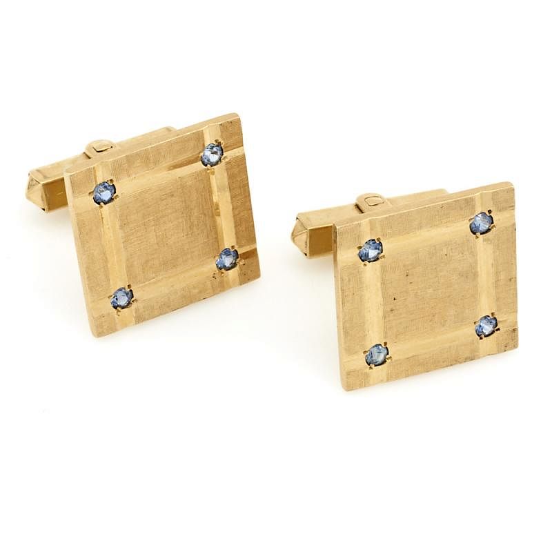 Appraisal: k Yellow gold sapphire cufflinks k Yellow gold sapphire cufflinks