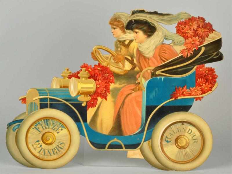 Appraisal: Large Cardboard Open Air Car Die-Cut Shows two ladies and