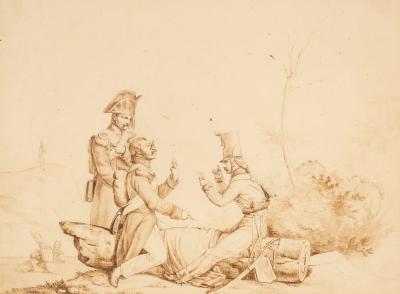 Appraisal: After Horace Vernet - The Drug Game pen and ink