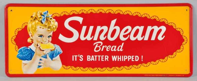 Appraisal: Embossed Tin Sunbeam Bread Sign Dated Only miniscule marks around