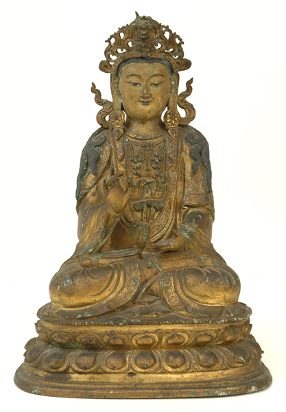 Appraisal: A GILT BRONZE FIGURE OF GUANYIN th Century The figure