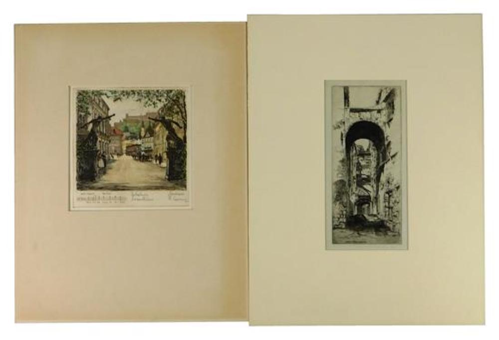 Appraisal: Two unframed etchings by John Taylor Arms and Henry Goering