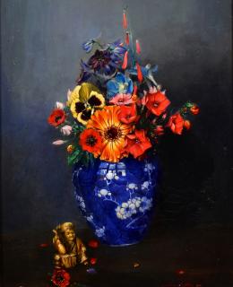 Appraisal: Laurence Biddle Oil on Board Still Life Nankin Gar Laurence