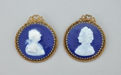 Appraisal: A Pair of Pate-Sur-Pate Portrait Plaques Each circular in form